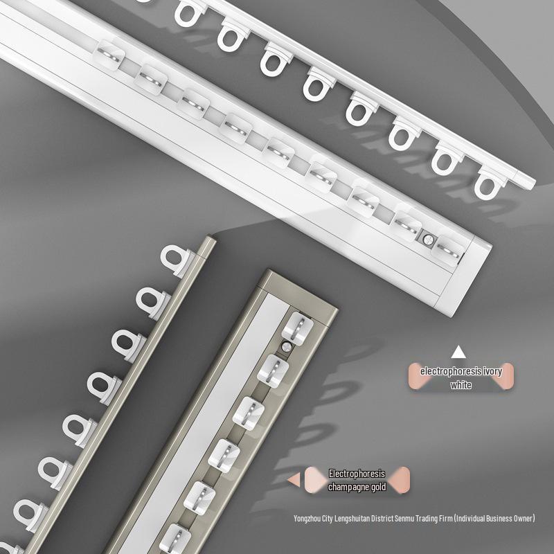 Inward Opening Bay Window Curtain Track - No-Drill, Shaped, Sliding with Hooks