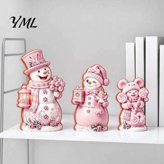 Unique Christmas Tree Hanging 3PCS Snowman Wooden Ornaments, Decorative Cute Festive Figures, Handcrafted Solid Wood Ornaments High-definition