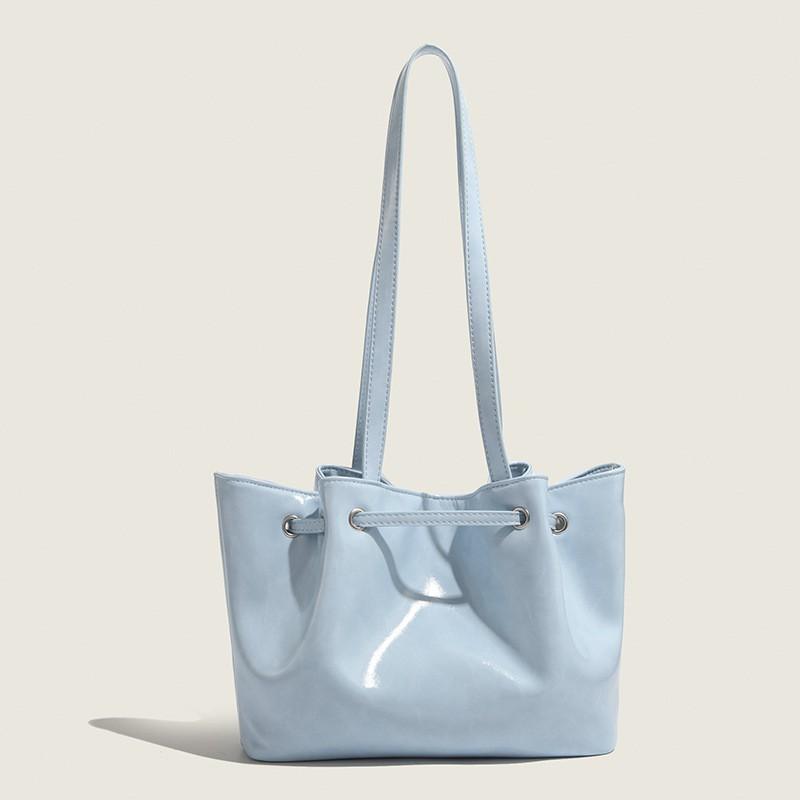 

Korean Style Ins Dumpling Bag Women s Bow Drawstring Bucket Fashionable All-matching Portable Single-shoulder Underarm синій