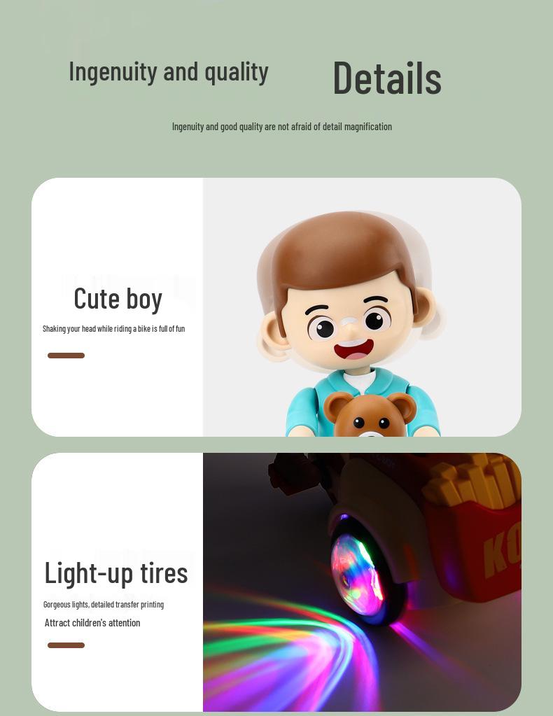 Triciclo Elétrico Rotativo Infantil com Luzes e Música