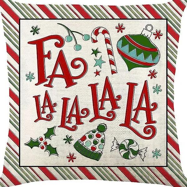 Christmas linen pillowcase, Santa Claus printed pillow, cushion cover, home living room decoration cushion cover