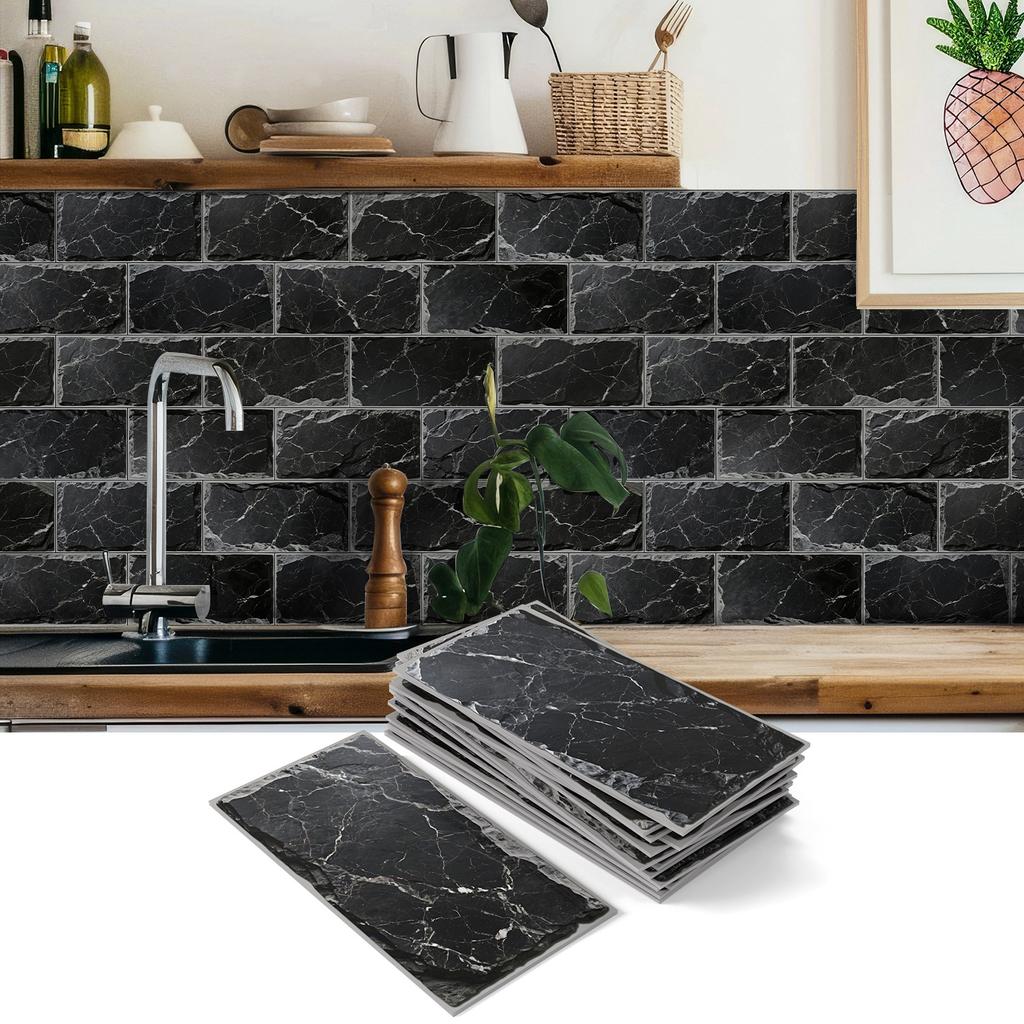 Stone Pattern Pe Foam Thickened Tile Sticker, Self-Adhesive Wall Sticker Waterproof And Oil-Proof Kitchen Bathroom Renovation Wallpaper
