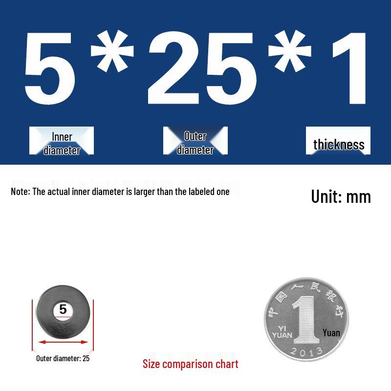 Galvanized Metal Flat Washer - Thin, Thickened, Enlarged Edge, Round, Sizes M3 to M10