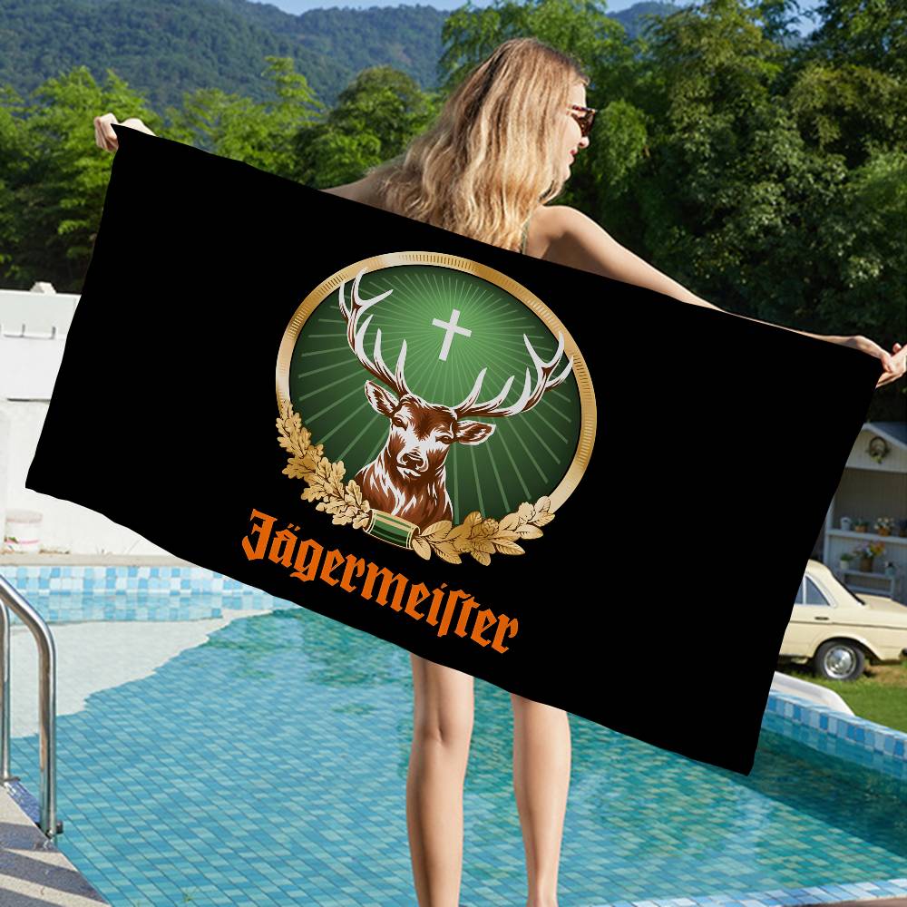 Fashion Drinks J-Jagermeister Microfiber Printed Beach Towel Mountain Climbing Yoga Beach Swimming Running Absorbent Soft Towel