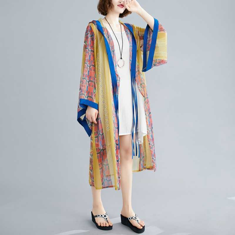 

Плащ от солнца с принтом, длинный кардиган с капюшоном one size