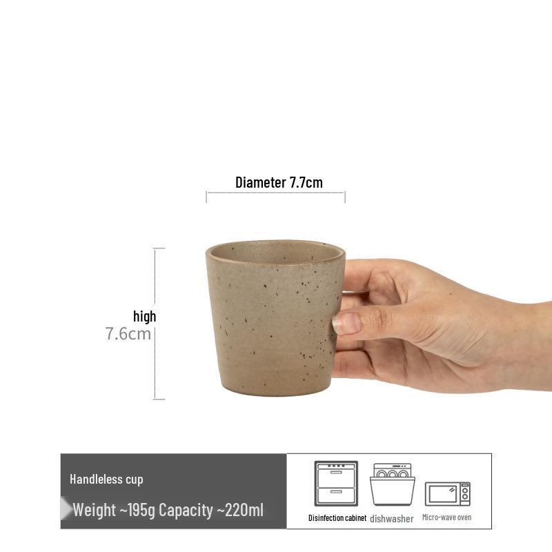 Vintage-Style Ceramic Handleless Teacup Set – Japanese-Inspired Rustic Coffee & Water Cups