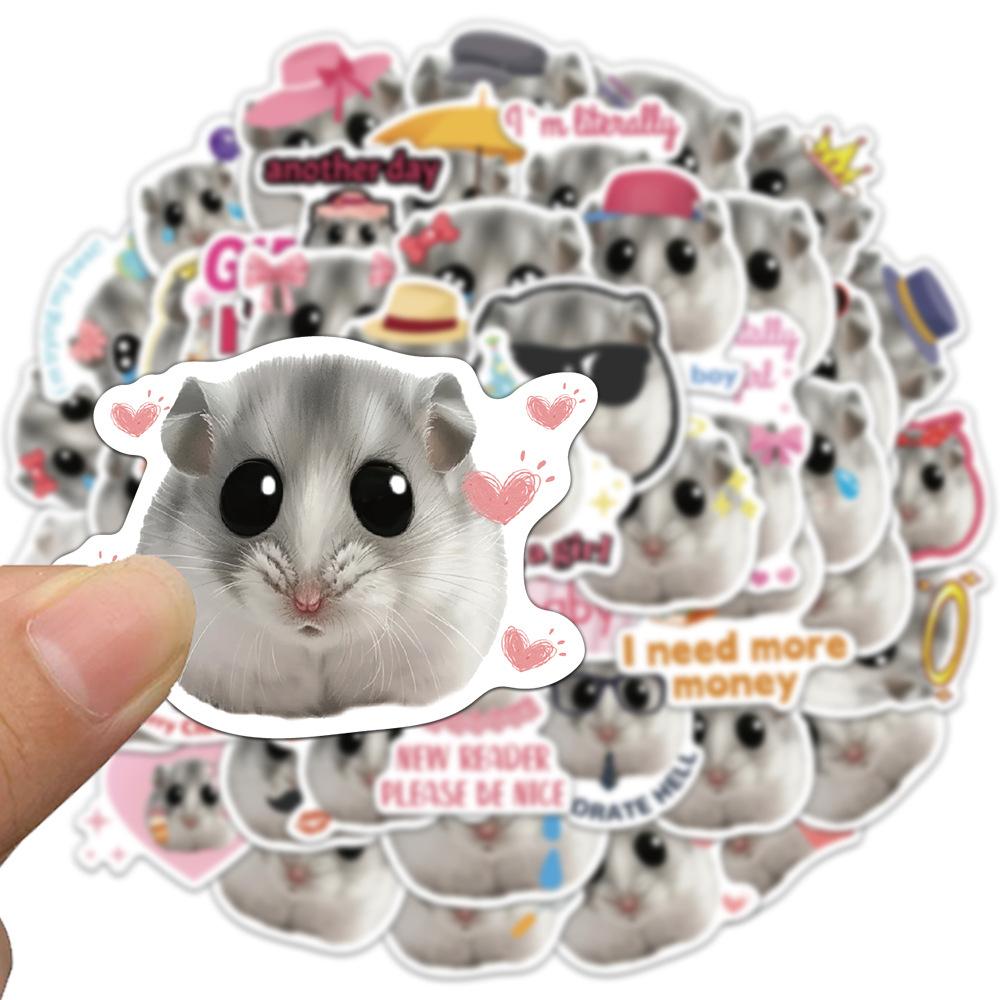 10/30/50 pièces Kawaii Hamster Meme Autocollants Drôles Créatifs Graffiti Autocollant Imperméable Bricolage Skateboard Carnet Téléphone Autocollants Décor