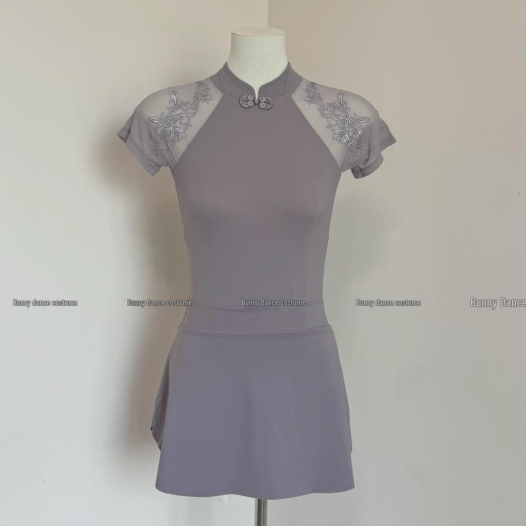 Bonnie Damen Kurzarm Ballett-Trikot - Chinesischer Stehkragen Tanzbekleidung für Erwachsene Gymnastik und Training