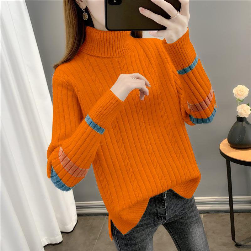 Autumn Winter Turtleneck Sweater Women's Pullover New High Stretch Long Sleeved Knitted Sweater Looser Female Jumper Tops