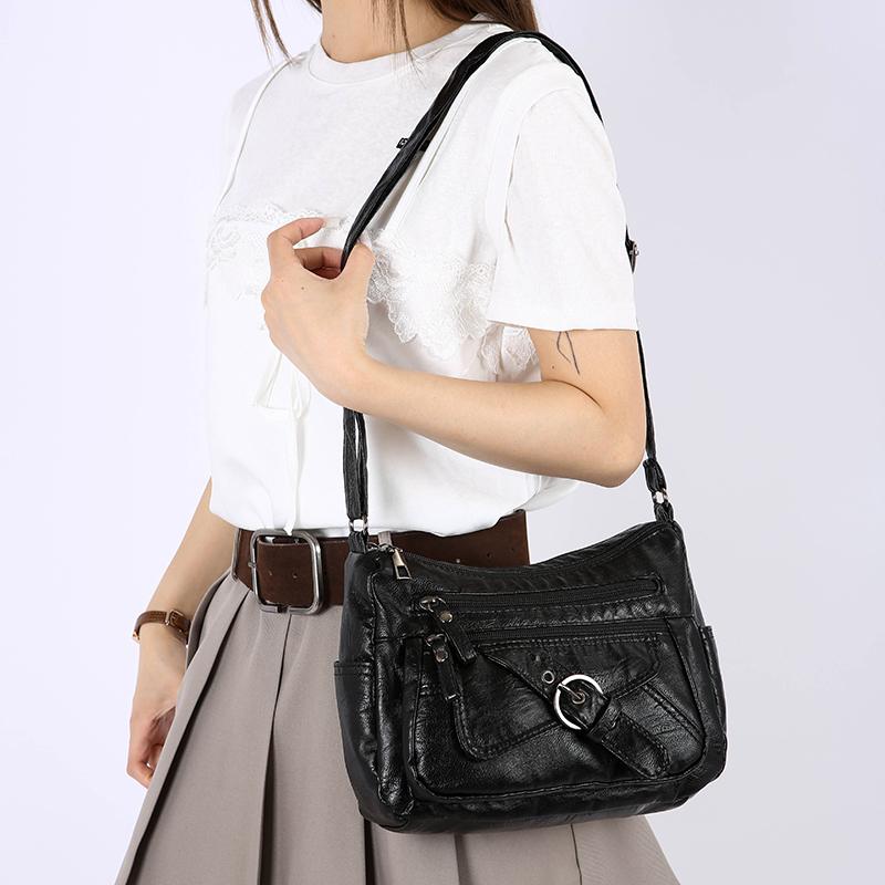 Vintage Women's Shoulder Bag Large Capacity PU Middle-aged Mother Bag