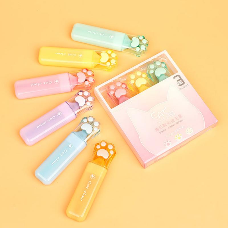 1/6Pcs Kawaii Cat Claw Pastel Color Highlighters Drawing Graffiti Art Markers Fluorescent Pen Cute Stationery School Supplies