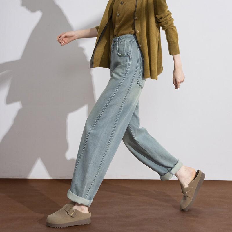 Demana Women's Casual Loose-Fit Washed Denim Pants