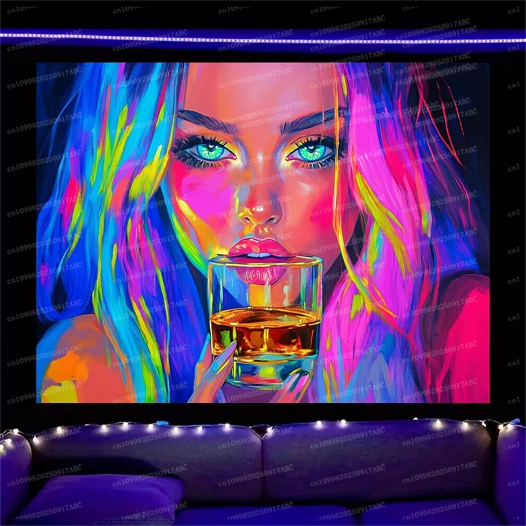 Home Tapestry Decoration UV Fluorescent Tapestry Cool Beauty Computer Room Decoration Bar Party Decoration Party Decoration