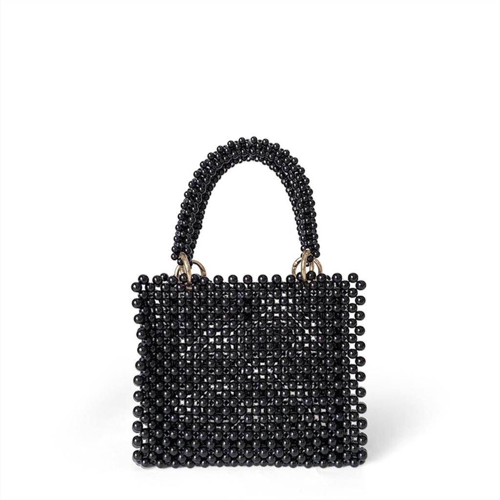 Damska torebka na ramię z czarnych pereł