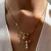 Waterproof Gold Plated Necklace Stainless Steel 18K Gold Plated Freshwater Pearl Necklace Detachable Accessories Shell Necklace