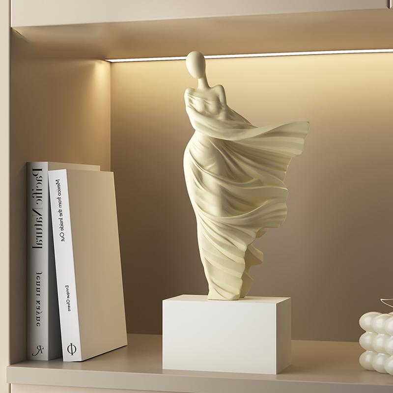 Cream White Figure Art Figurine Sculpture Advanced Sculpture Living Room Wine Cabinet Home Decor Resin Crafts Decor Crafts