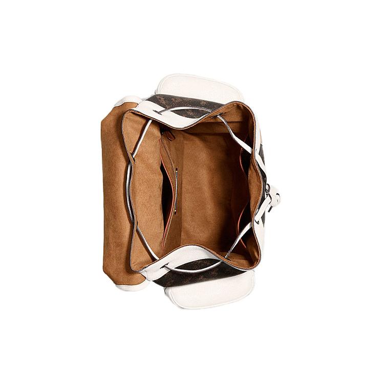 New COACH Hitch Coated Canvas With Leather Backpack Tubas Men's White & Dark Brown C8460-JITX0