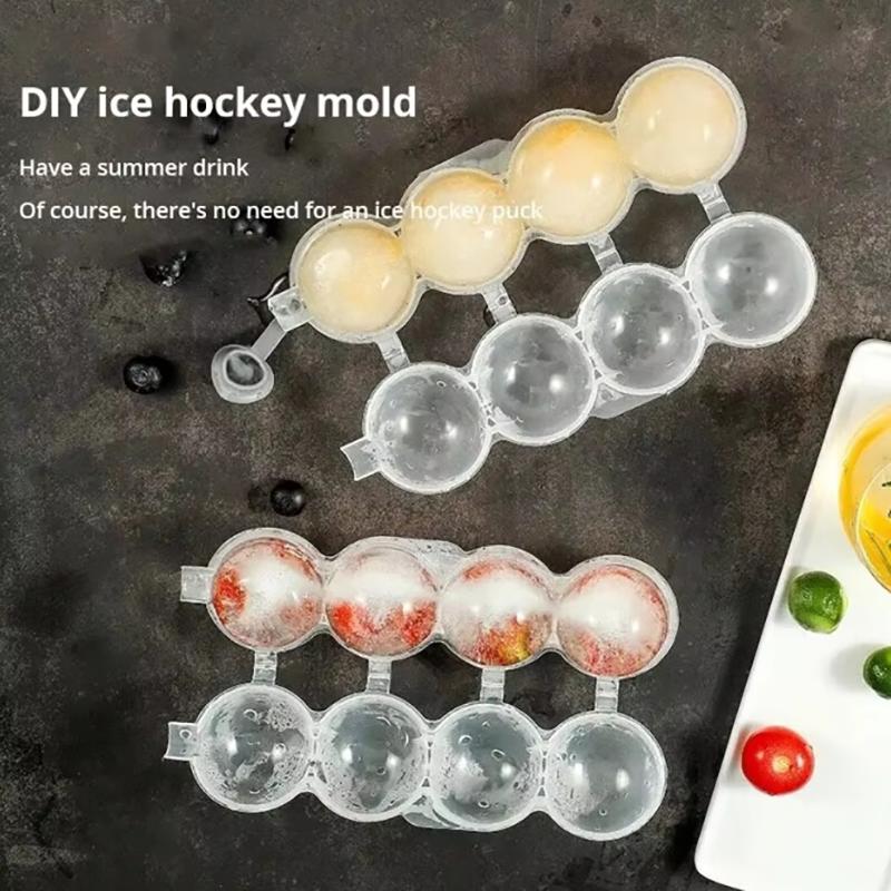 1 Stück 4-Loch PP Transparent Küche Eisbox Eiscreme Maker Werkzeug Würfelmacher Runde Eishockeyball Eisform Eis am Stiel Artikel