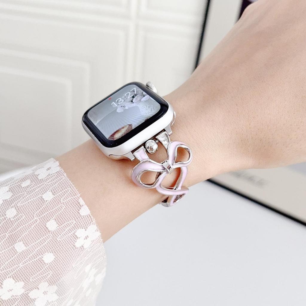 Compatible Strap for Huawei GT6, Xiaomi 9Pro, and Apple iWatch 9876SE: Drip Oil Bow Chain Style
