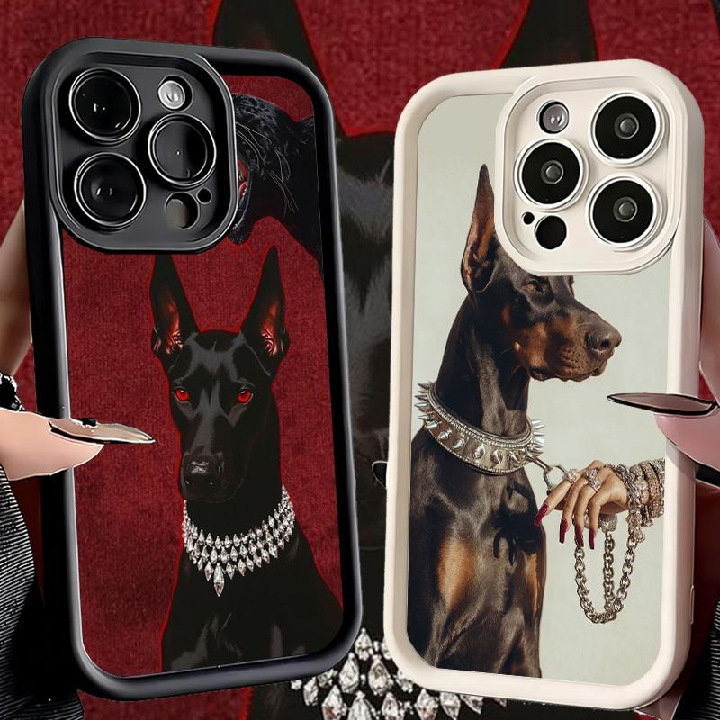 Phone Case for iPhone 17 Air 16E 15 16 Pro Max Doberman Dog Cool Cover 14 Plus 13 12 Mini Soft Shell Silicone Fundas
