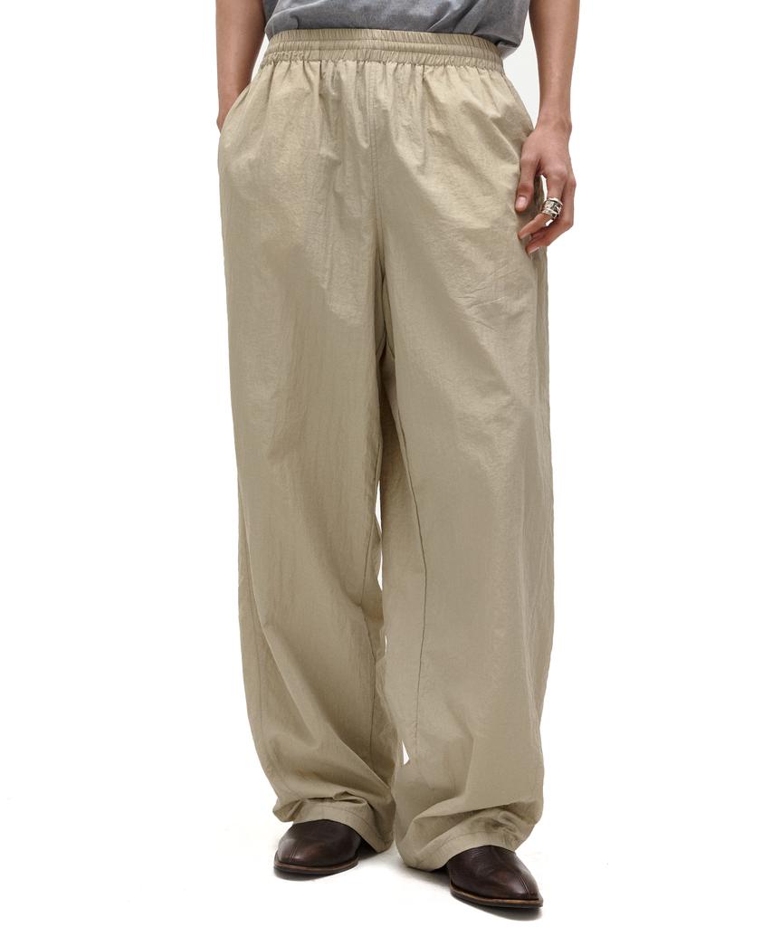 LMOOD Serno Nylon Wide Track Pants Beige