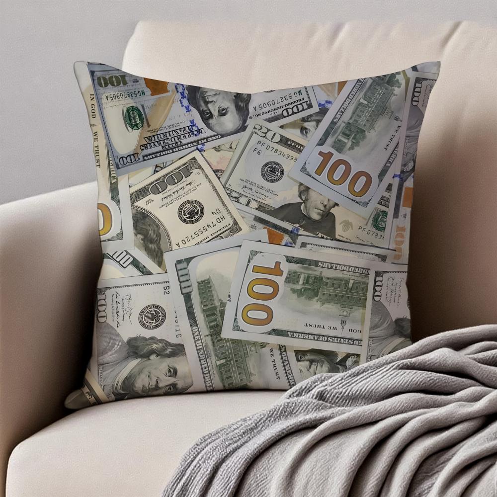 Nice Good DDollars Moneys Cushion Cover Pillowcase Antidustmite Invisible Zipper Short Plush Sofa Cushion