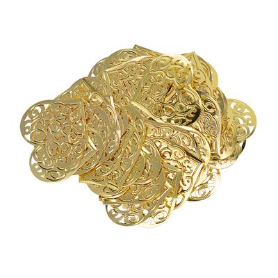 50x Filigrane Hohle Liebe Herz Charm Anhänger DIY Schmuckzubehör Golden