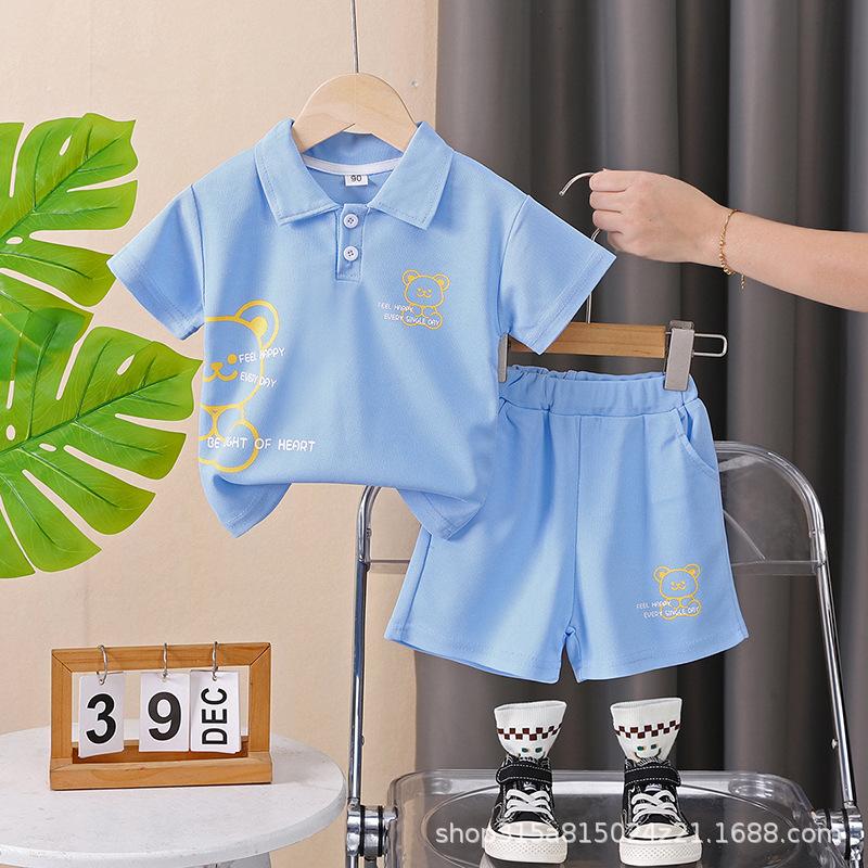 Polo per Bambini con Fantasia a Lettere Outfit Sportivo - Set Casual Estivo a 2 Pezzi per Ragazzi