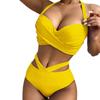 Solid Pcsset Swimwear Set 2 Halter Neck Hight Waist Women Swimsuit For Beach