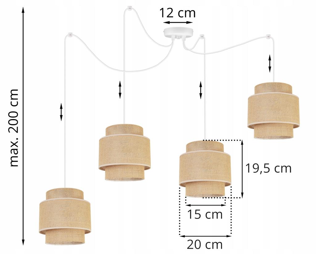 Hanging Lamp, Ceiling Chandelier, Lampshade, Boho Juta