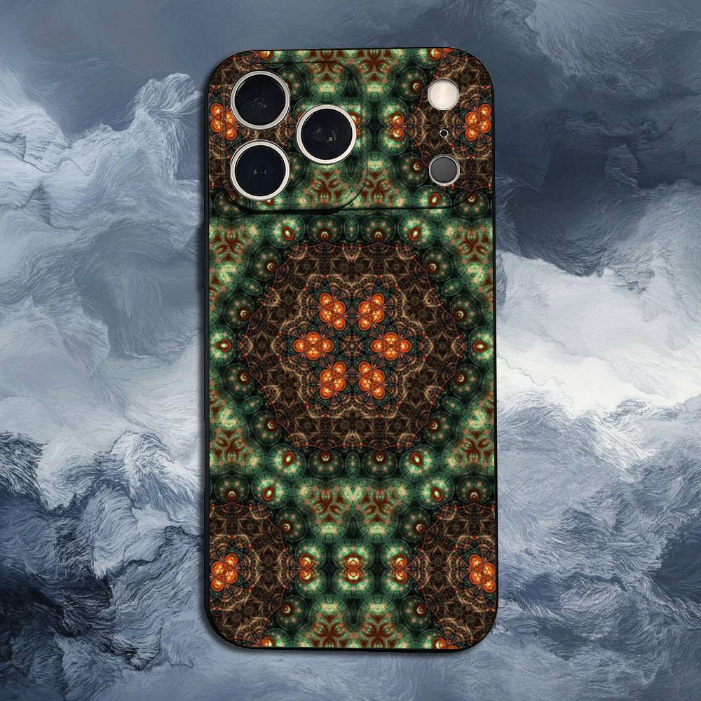 Buntes Muster Mandala Hülle Für iPhone 12,14,15,16,17,13,11,X,Mini,Plus,Pro Max,8,7,XR,SE,XS,Weiches Silikon Schwarz