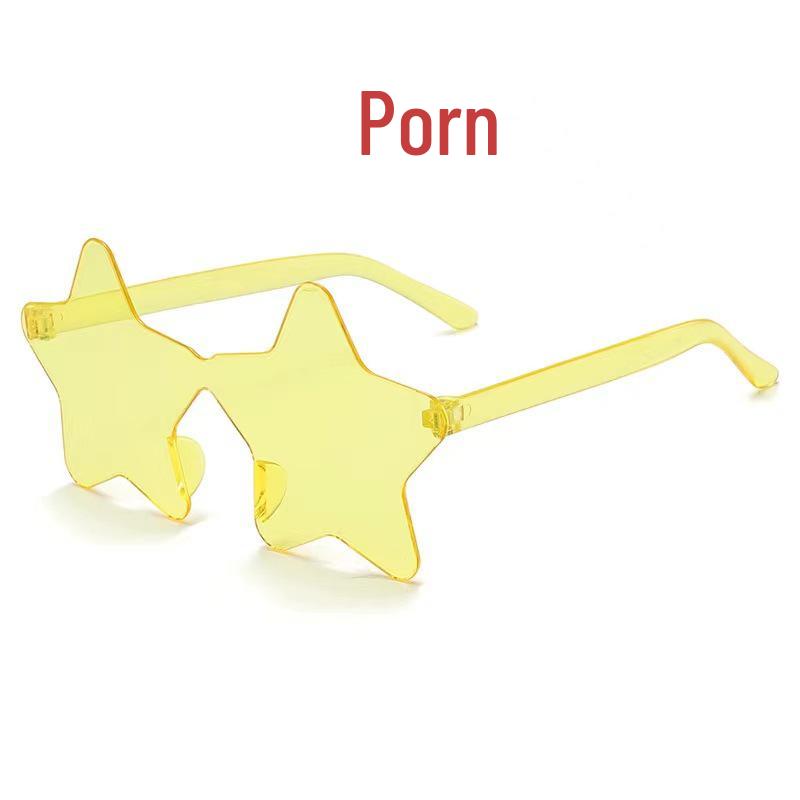 Colorful Rimless Star Party Sunglasses: Fun One-Piece Design