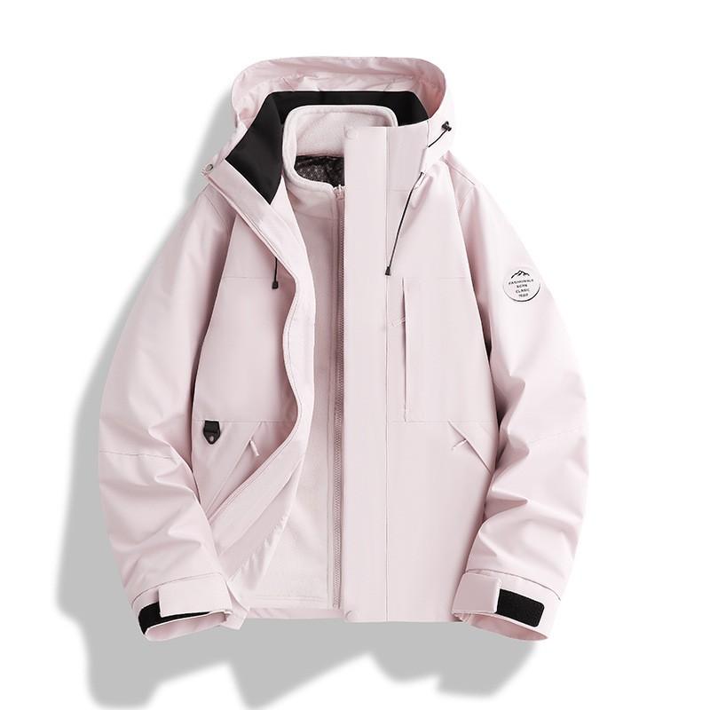 Mens Womens 3-in-1 Removable Hooded Windproof Warm Outdoor Jacket Hiking Camping Fishing Cycling