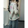 Dimanaf 2025 Women Sleeveless Buttons Autumn Vest Sweaters Style Printing  Knitting Casual Loose Sweater