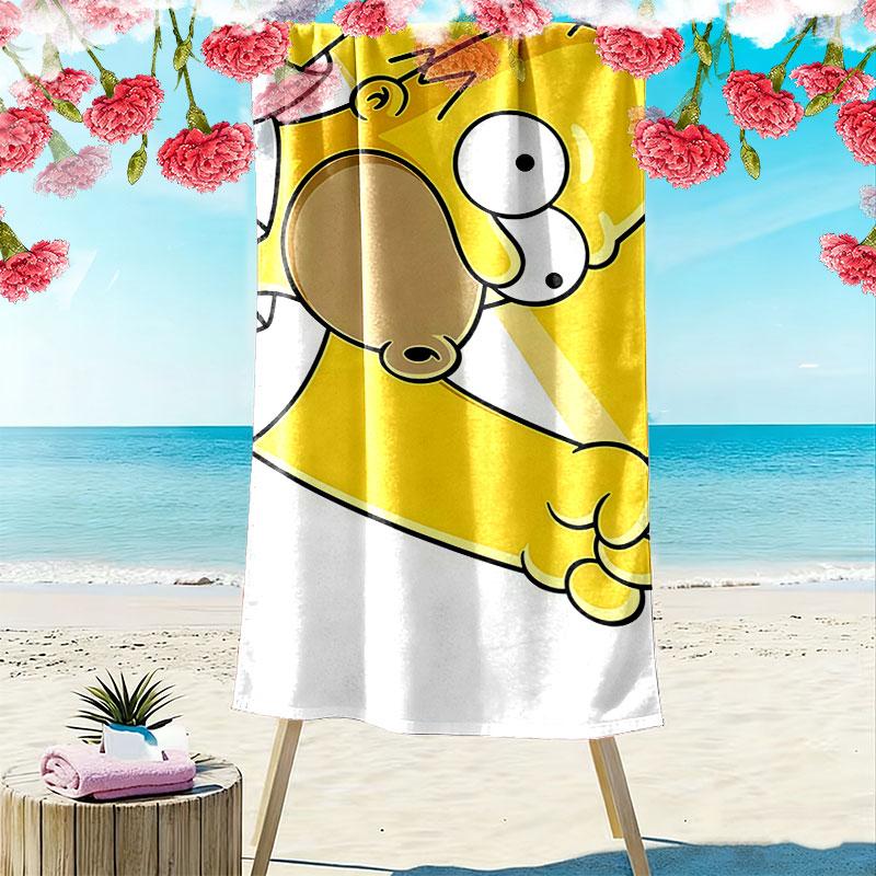 Homer Simpson Art Print Beach Towel, Large Soft Quick Dry Towel for Beach Camping Swimming