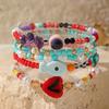 Bohemian Style Multicolored Glass Beaded Bracelet With Heart And Evil Eye For Vacation Gift For Women