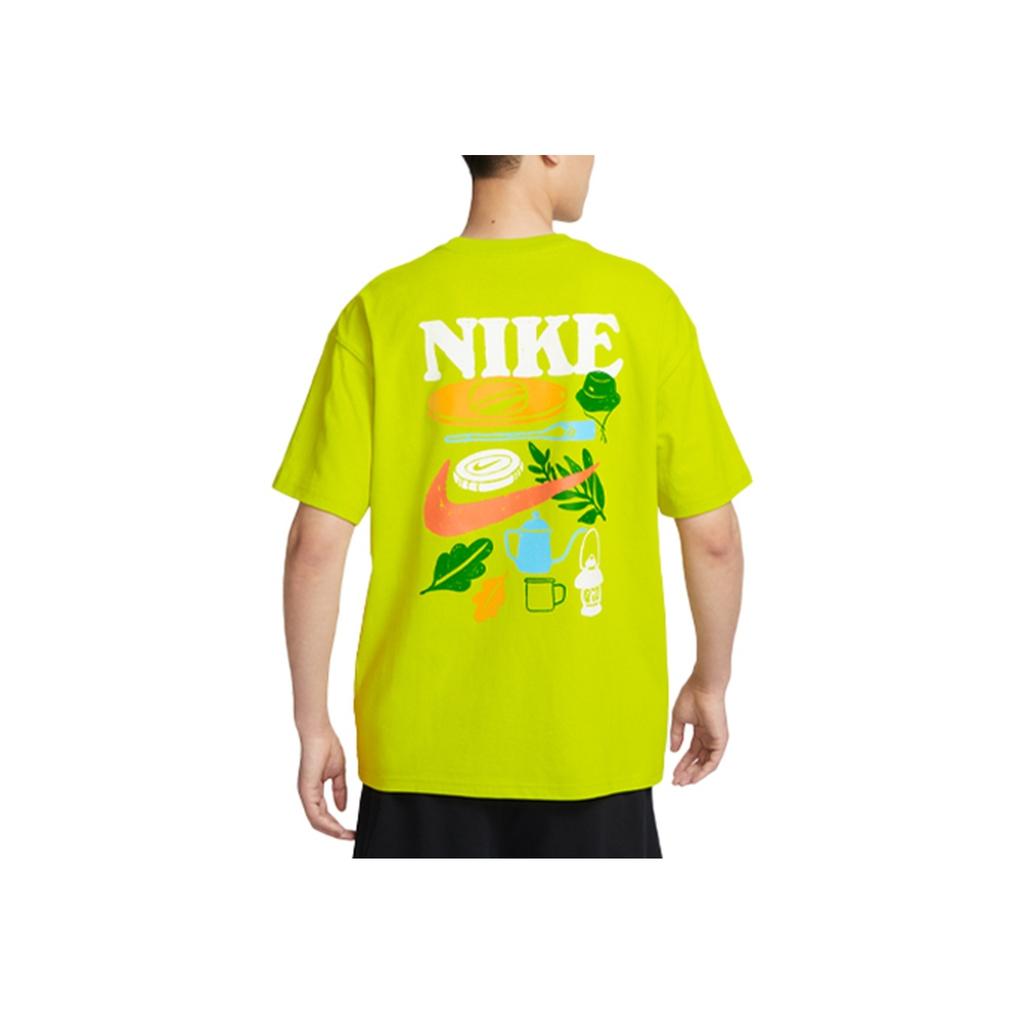 Nike Cartoon Print Retro Loose Fit Round Neck Cotton Comfortable Short Sleeve T-Shirt With Drop Shoulder Men Tops Cactus-Green FN3700-335