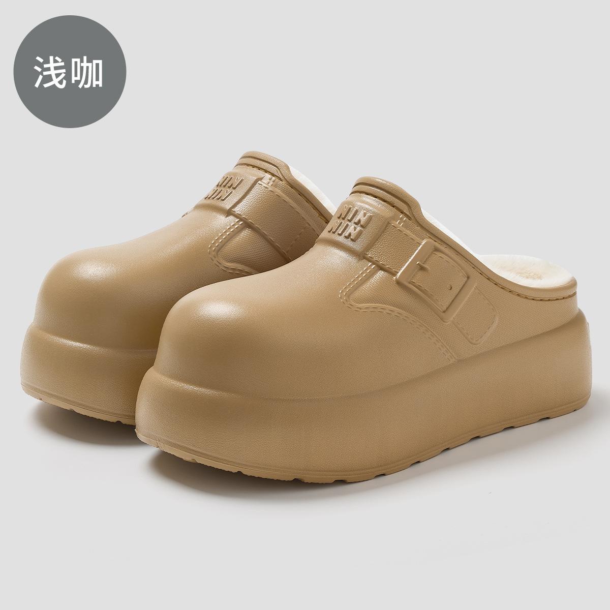 

Хлопковые тапочки для улицы 2025 новые теплые толстая подошва нескользящие домашние хлопковые тапочки сумка голова зимние хлопковые швабры 39-40 [Inner Length 24.5cm] темный кофе