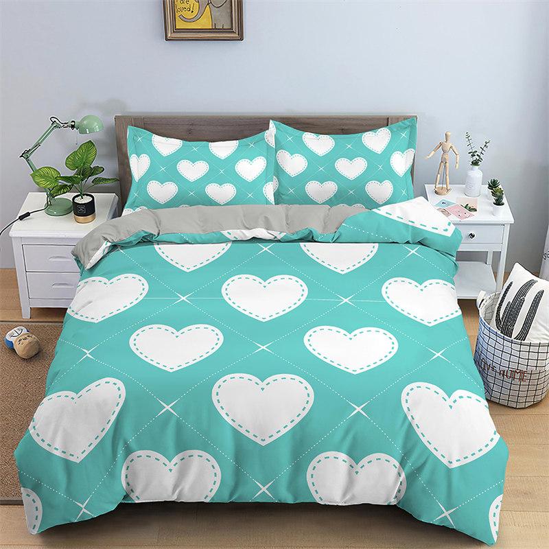 Comforter Romantic Love Heart Valentines Day Bedding Set Microfiber 3D Print King Queen For Boys Girls Teen Decor