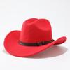 European and American Popular Belt Buckle Big Edge Curling Top Hat, Western Cowboy Hat, Woolen Felt Hat Jazz Hat