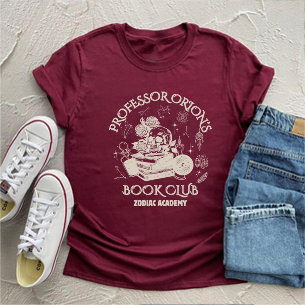 Zodiac Academy T-Shirt Professor Orions Buchclub Shirt Geschenk für Buchliebhaber Fantasy-Leser Bücherwurm Rundhals-T-Shirt Geschenk für Sie
