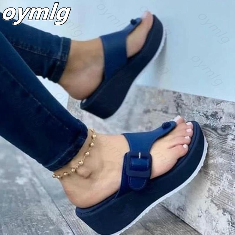 Women's Sandals Summer Shoes Beach Platform Clip Toes Buckle Strap Pu Leather Female Ladies Casual Shoes 2024 Beach Slippers