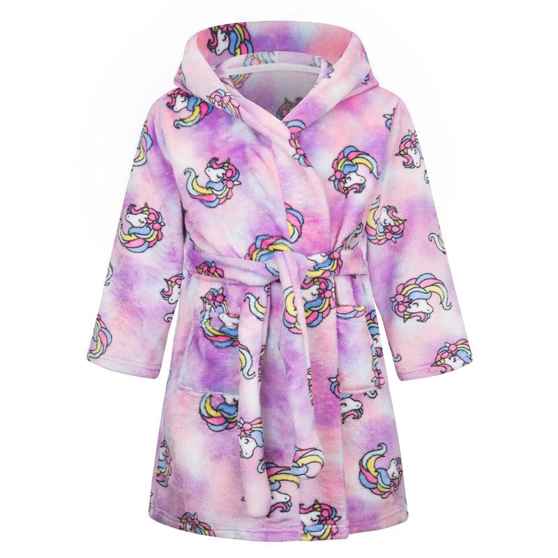 Winter Blue Bathrobe for Boys Girls Kids Sleepwear Children Bath Robe Pajamas Teenages Flannel Loungewear
