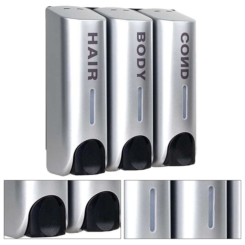 Triple 350ml Shower Bath Shampoo Dispenser Heat-Resistant Wall-Mount Body Wash Dispenser Large Capacity for Bathroom Accessories