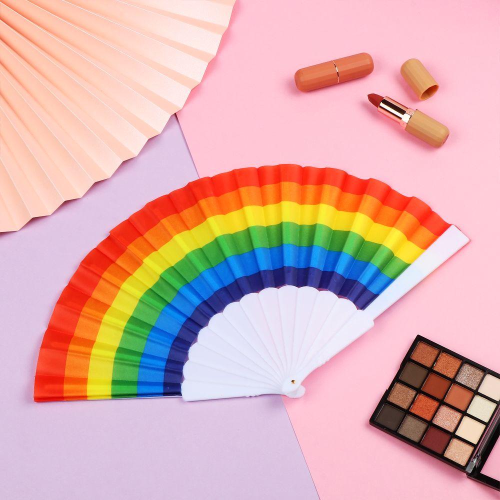 

Club Gay Pride Vintage EDM Hand Fan Chinese Fan LGBT Rainbow Folding Fan 2