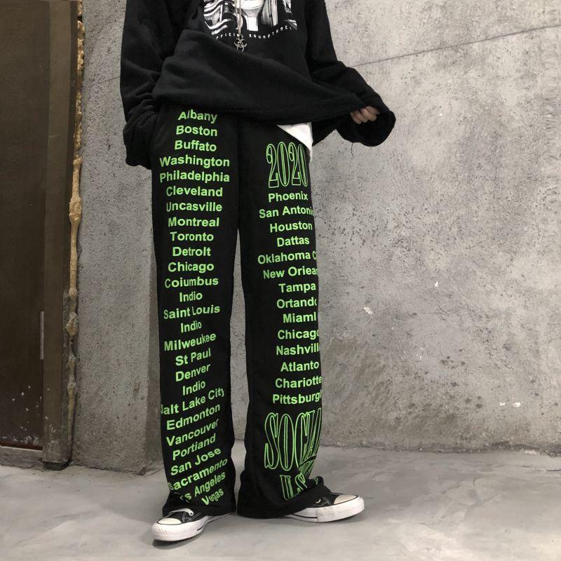 Women's Fashion Sweatpants Korean Version Retro Versatile Loose Letter Casual Ins Men and Women Couples Waist Wide Leg Trousers