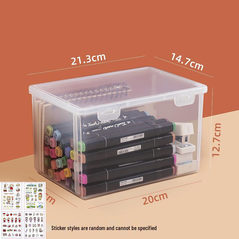 Transparent Large-Capacity Stationery Storage Box: Student Planner, Tape, Pencil, Pen, and Marker Organizer