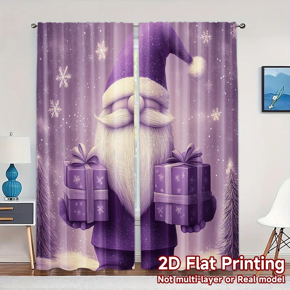 

2pcs,Curtains Cute Gnome Christmas Gift Snow Modern Curtains Versatile 100% Polyester Curtains All Seasons for Bedroom, Living 52.50×116.00 CM 2pcs