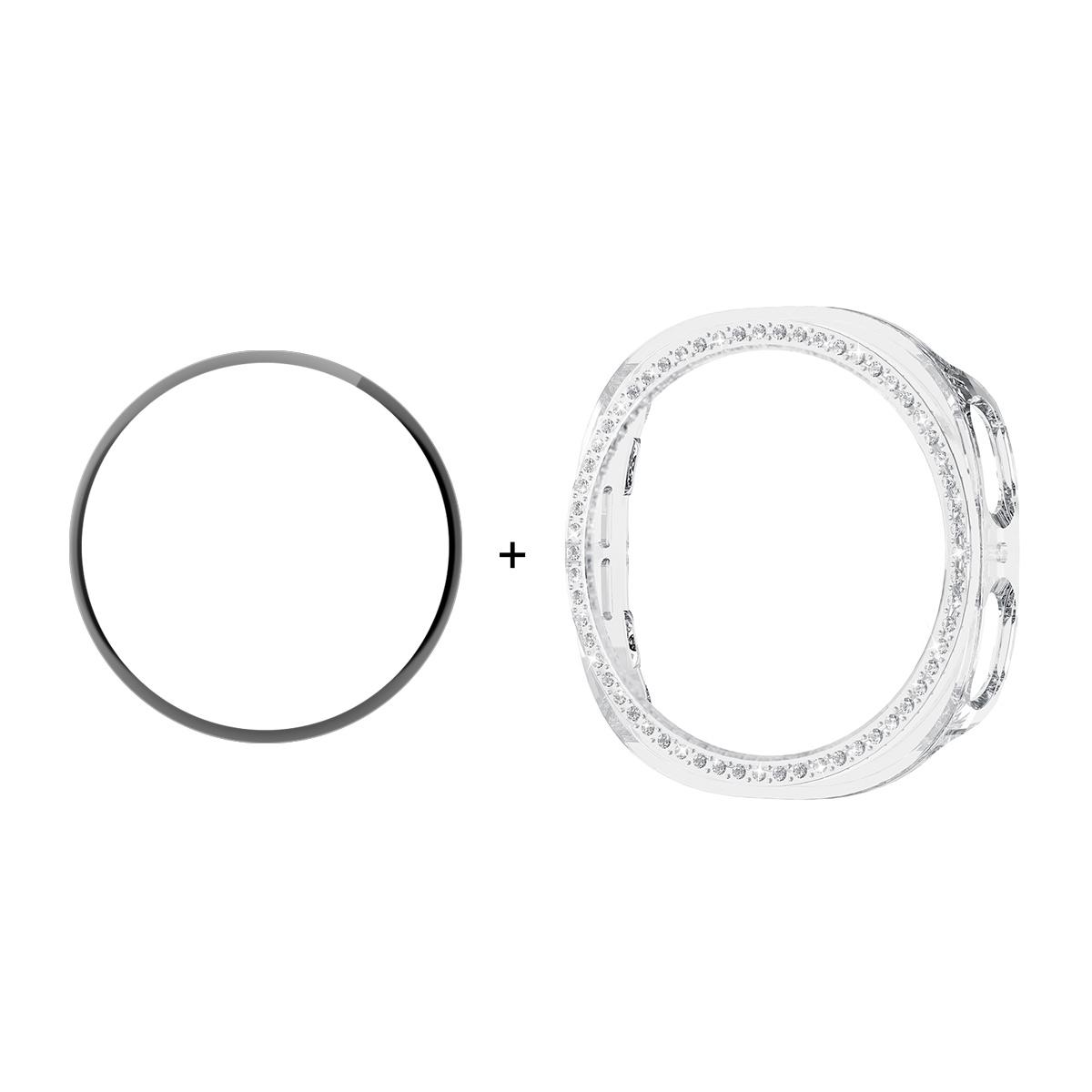 

ENKAY HAT PRINCE For Samsung Galaxy Watch8 40mm Case with PMMA Screen Film Rhinestone Decor PC Watch Cover G
