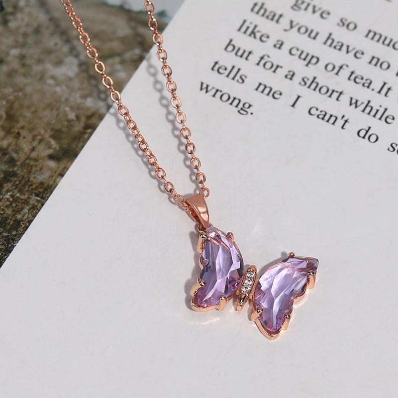 Steel Stylish Titanium Butterfly Crystal Chain Necklace For Women Perfect For Occasion Any